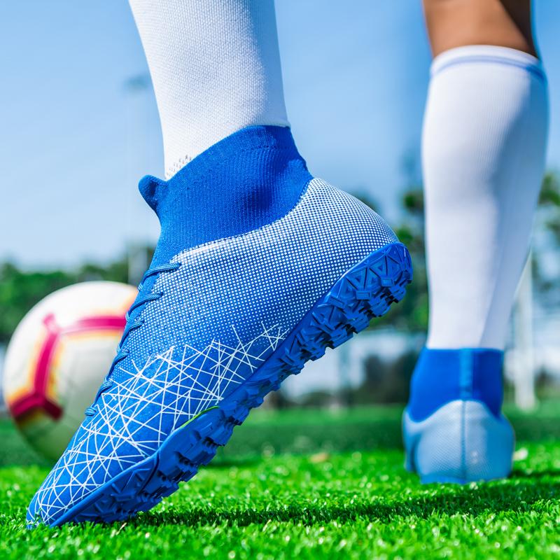 Футбольные бутсы 30-47 Футбольные бутсы УНИСЕКС Высокие резиновые галстуки Высокие эластичные носки Тренировочные искусственные луга Тренировочные футбольные бутсы для занятий спортом на открытом воздухе