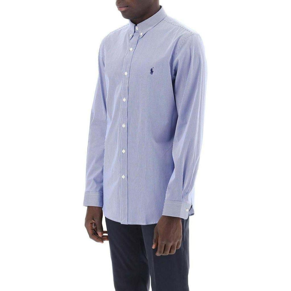 Polo Ralph Lauren Logo Print Slim Fit Long Sleeve Shirt Men Shirts Blue 710928254-007