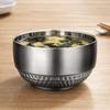 2 Piece 304 Stainless Steel Double-layer Rice Bowl Unbreakable Hammered Pattern Children's Bowl Scald-proof Thickened