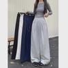 Women's Elastic Waist Drawstring Wide Leg Casual Mopping Pants - Slim, Straight Fit for Spring and Autumn