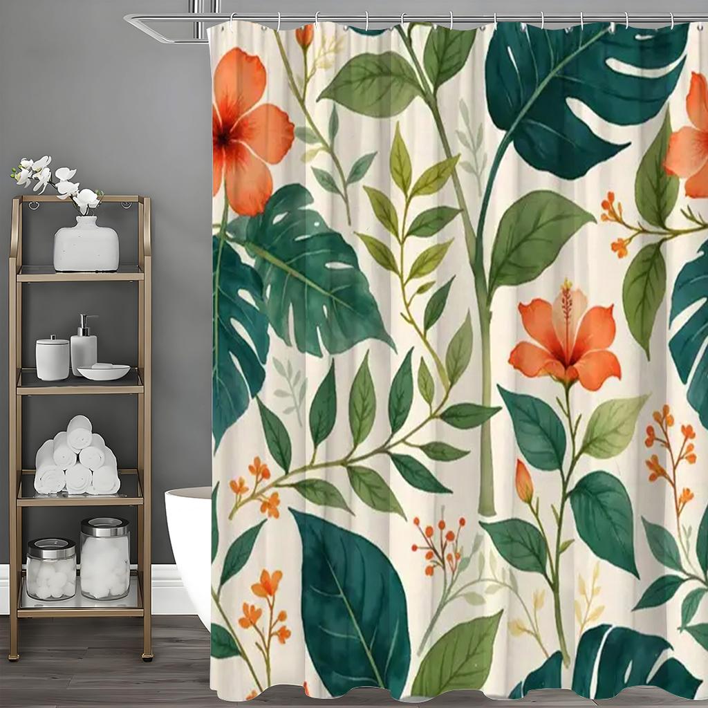 Шторки для душа Тропические растения, листья Шторки для душа Водонепроницаемые шторки для душа Стильные шторки для душа 1 Полиэстер Ванна