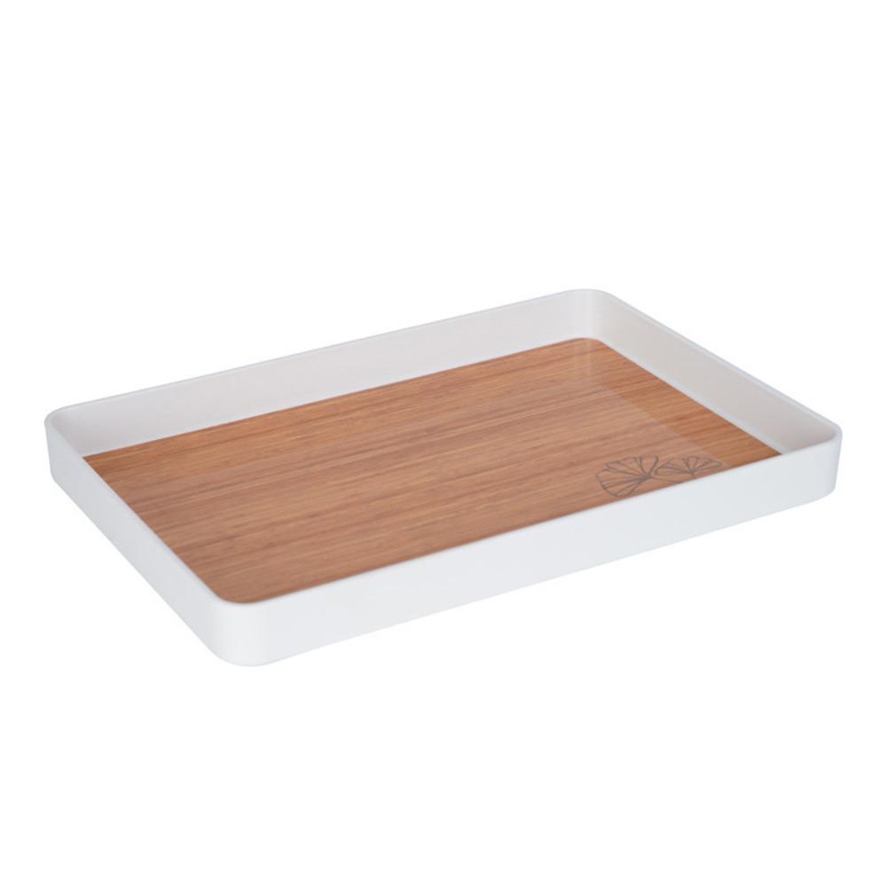 Imitation Wood Grain Storage Tray Stackable Dessert Fruit Tray Food Serving Tray Restaurant Table