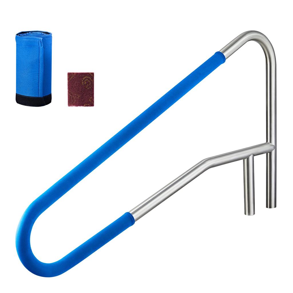VEVOR Pool Rail, 137.1 x 81.3 cm Pool Handrail, 100kg Load Capacity Heavy Duty 304 Stainless Steel Swimming Handrail, Detachable Nonslip Sleeve