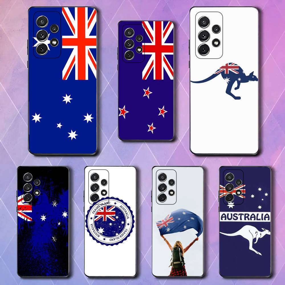 Australian Flag Luxury Black Phone Case For Samsung Galaxy S23 S24 S25 Ultra S22 Plus S21
