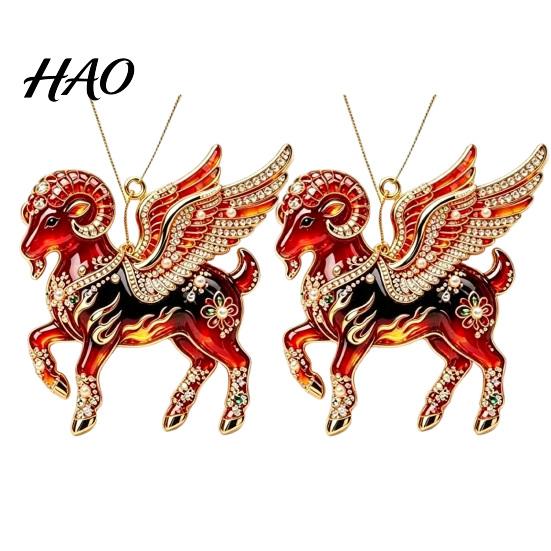 Birthday Party Favors 2Pcs 2D Goat Hanging Ornaments, Acrylic Winged Pendants, Year of Office Christmas Ornaments The Auspicious Decorations for Tree,