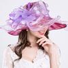 A new summer anti-ultraviolet European and American women's fashion hat, big flower fashion mesh hat, big edge hat.