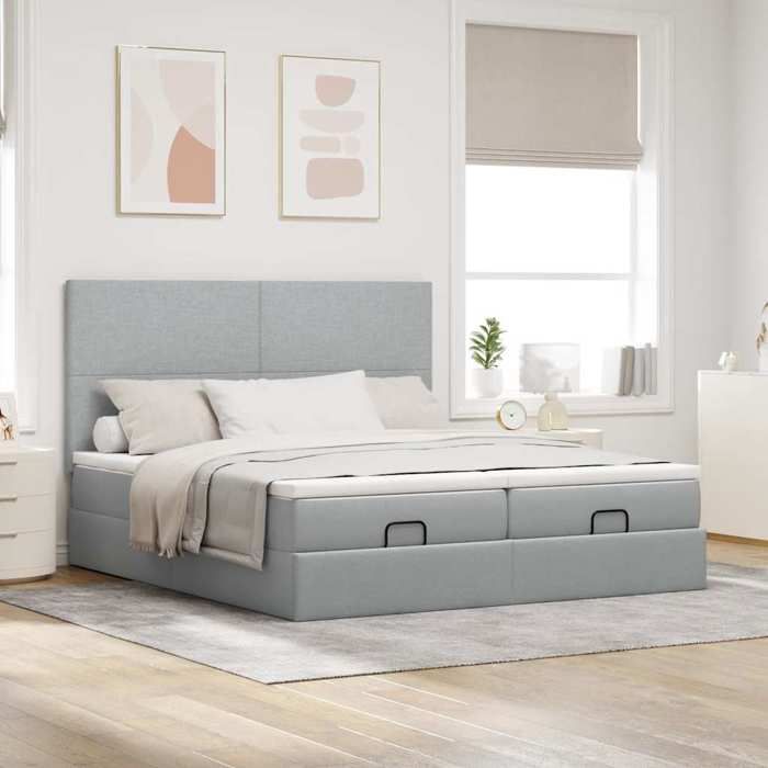 Maison Exclusive - Cadre de lit ottoman et matelas gris clair 160x200cm tissu