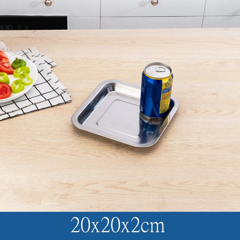 Квадратный поднос из нержавеющей стали для хранения продуктов, мелкое блюдо для вареных колбас, противни для выпечки хлеба, кухонные принадлежности