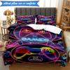 3PCS Neon Game Over Art Bedding Set,Including 1pc Duvet Cover And 2pcs Pillowcases Perfect for Bedroom, Dormitory, Fan Christmas gift