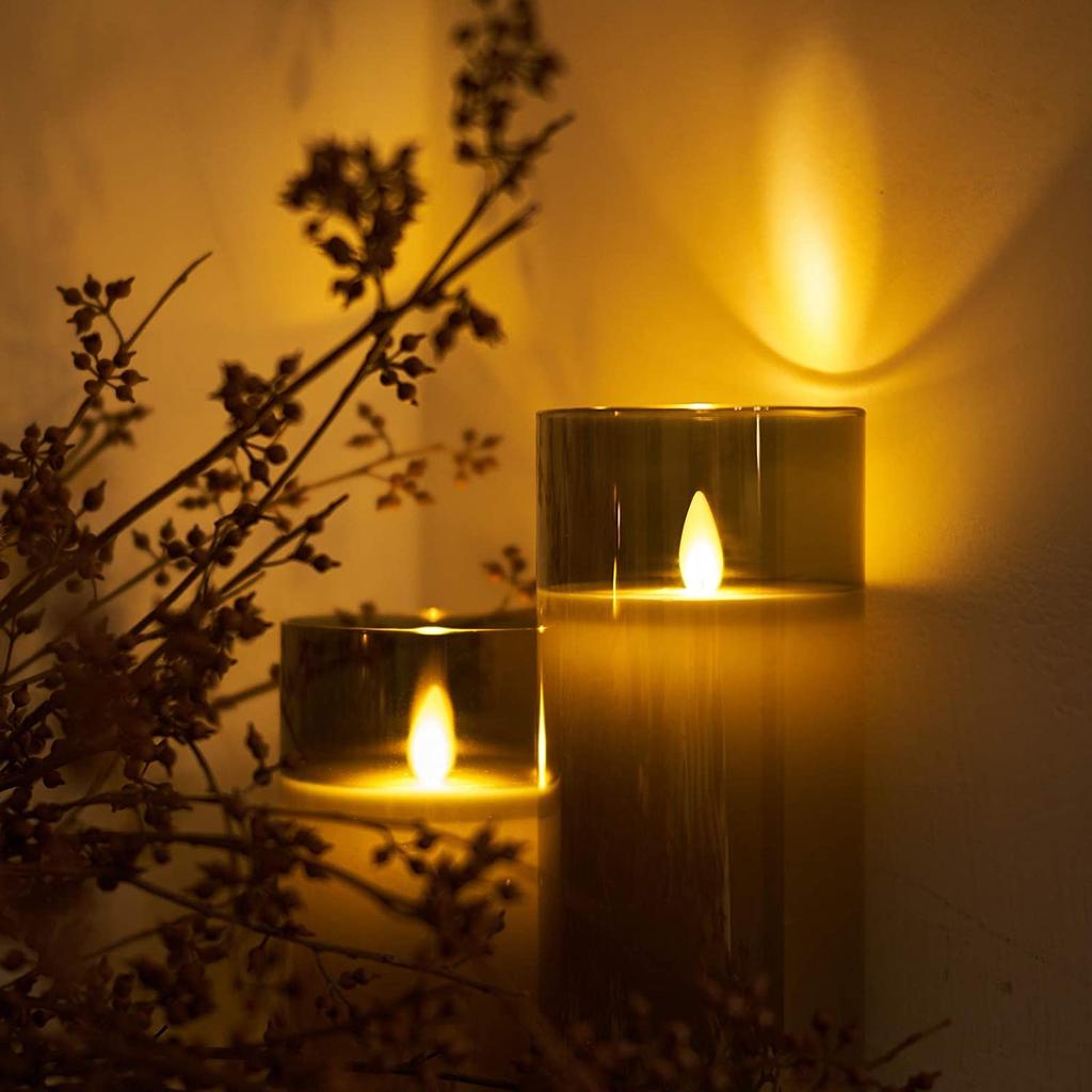 Светодиодная свеча AnnTec Светодиодный черный набор, который мерцает как настоящая теплая без энергии, поставляется со специальным пультом дистанционного управления яркостью, USB светодиодный светильник-свеча, стекло, свеча,