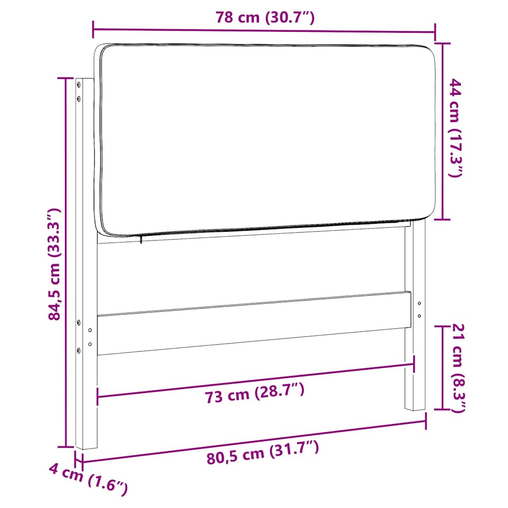 Upholstered Headboard in White and Light Grey 75 cm