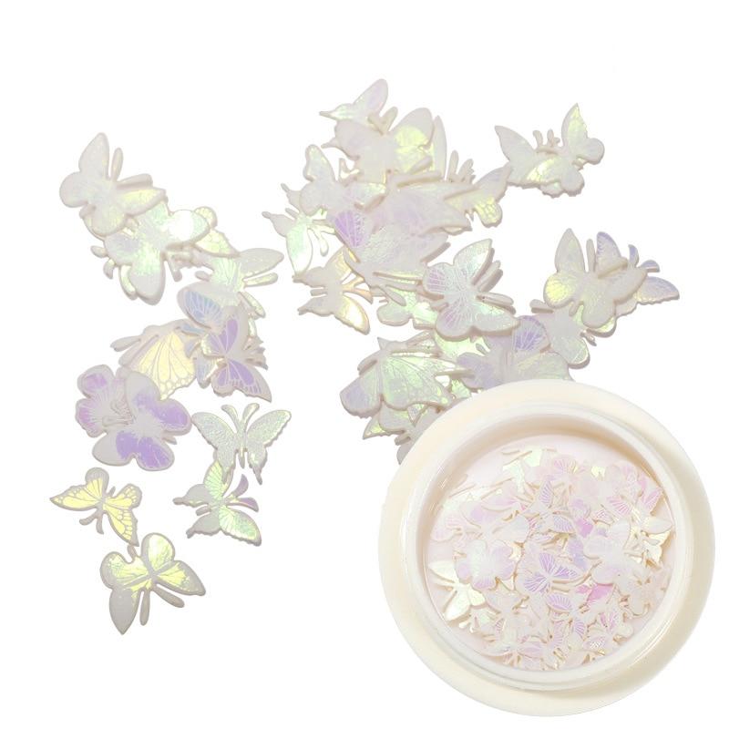 50 шт./кор. древесная масса 3D бабочка цветок блестки для ногтей хлопья ломтики украшения для ногтей аксессуары