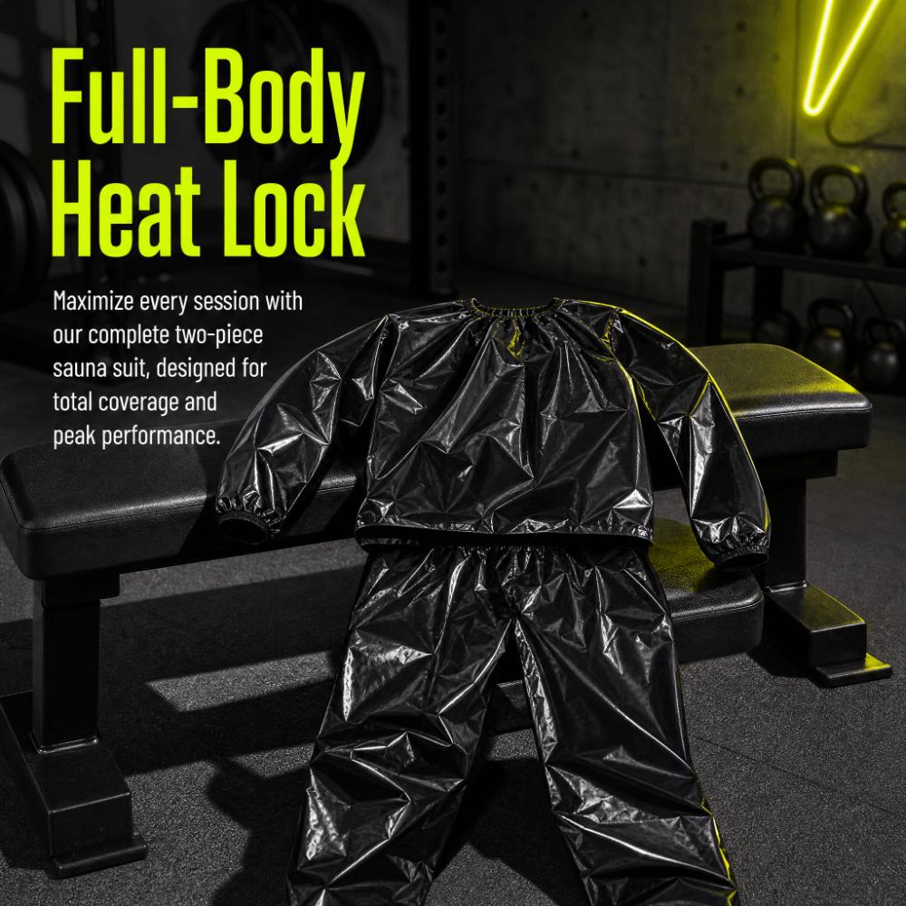 Black Sauna Suit PVC Training Outfit Lightweight Sweat Suit  Cycling