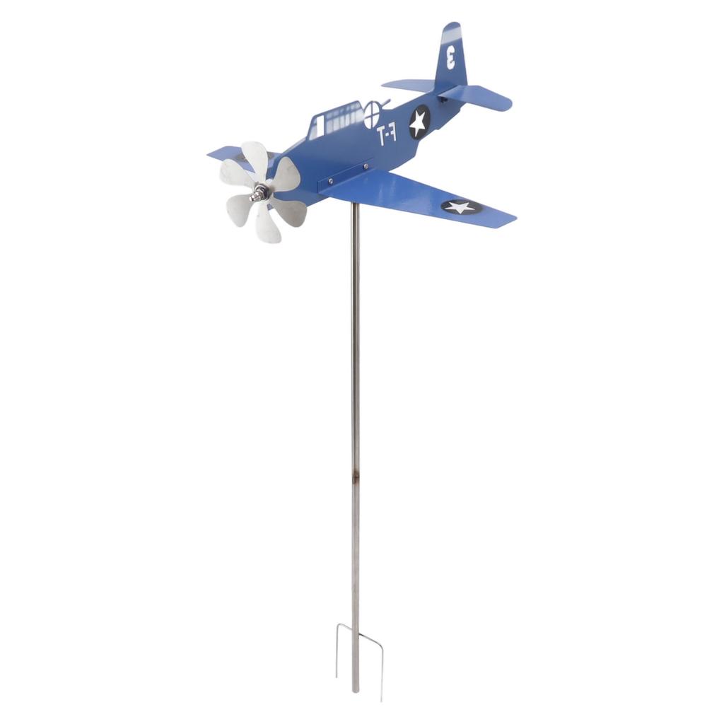 Airplane Weather Vane Iron Stainless Steel Outdoor Wind Spinner Windmill for Garden Patio Lawn Yard