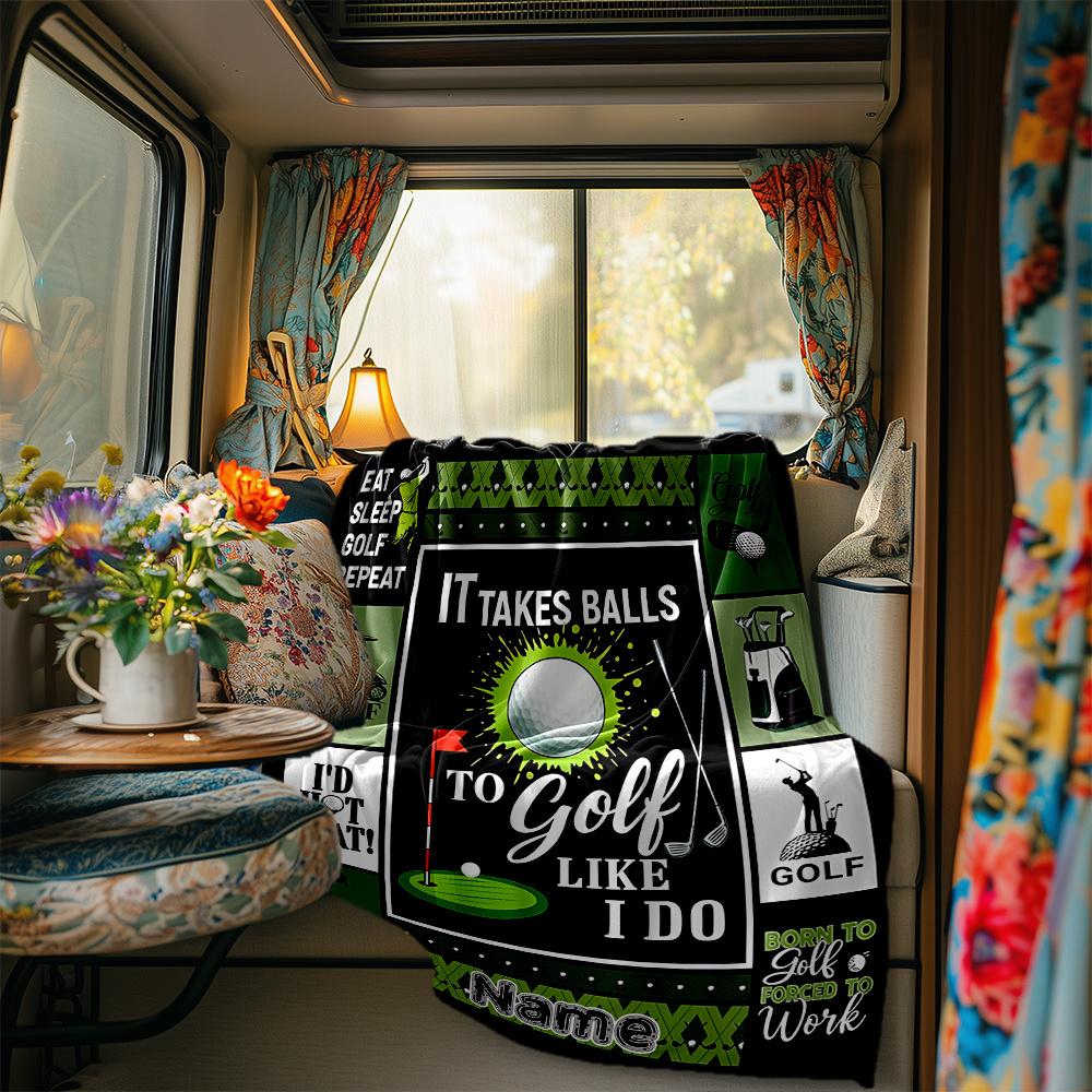 Golfing Passion And Dedication Artwork Blanketcustomizable With Your Namecomfortable And Stylish Perfect For Travel Beds Chairs Offices Sofas