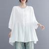 Johnature Летние свободные простые женские корейские рубашки повседневные однотонные рукава три четверти тонкие блузки топы