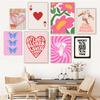 Vintage Cocktail Disco Cherry Aesthetics Poster and Printed Pink Wall Art Canvas Painting Room Nordic Home Decoration Mural