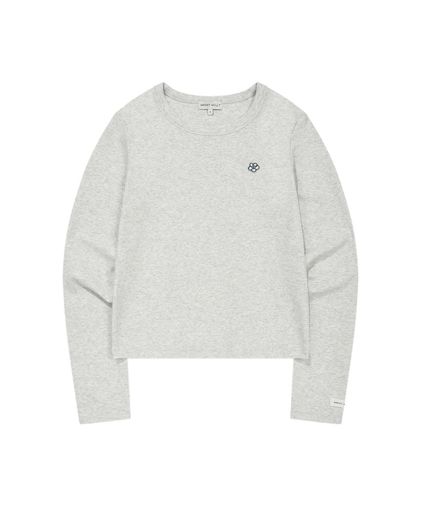 WACKY WILLY Women'S Basic Cotton Long Sleeve Light Grey