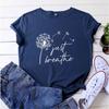 Летний топ с круглым вырезом и надписью Just Breathe, модные повседневные футболки с короткими рукавами из чистого хлопка для женщин