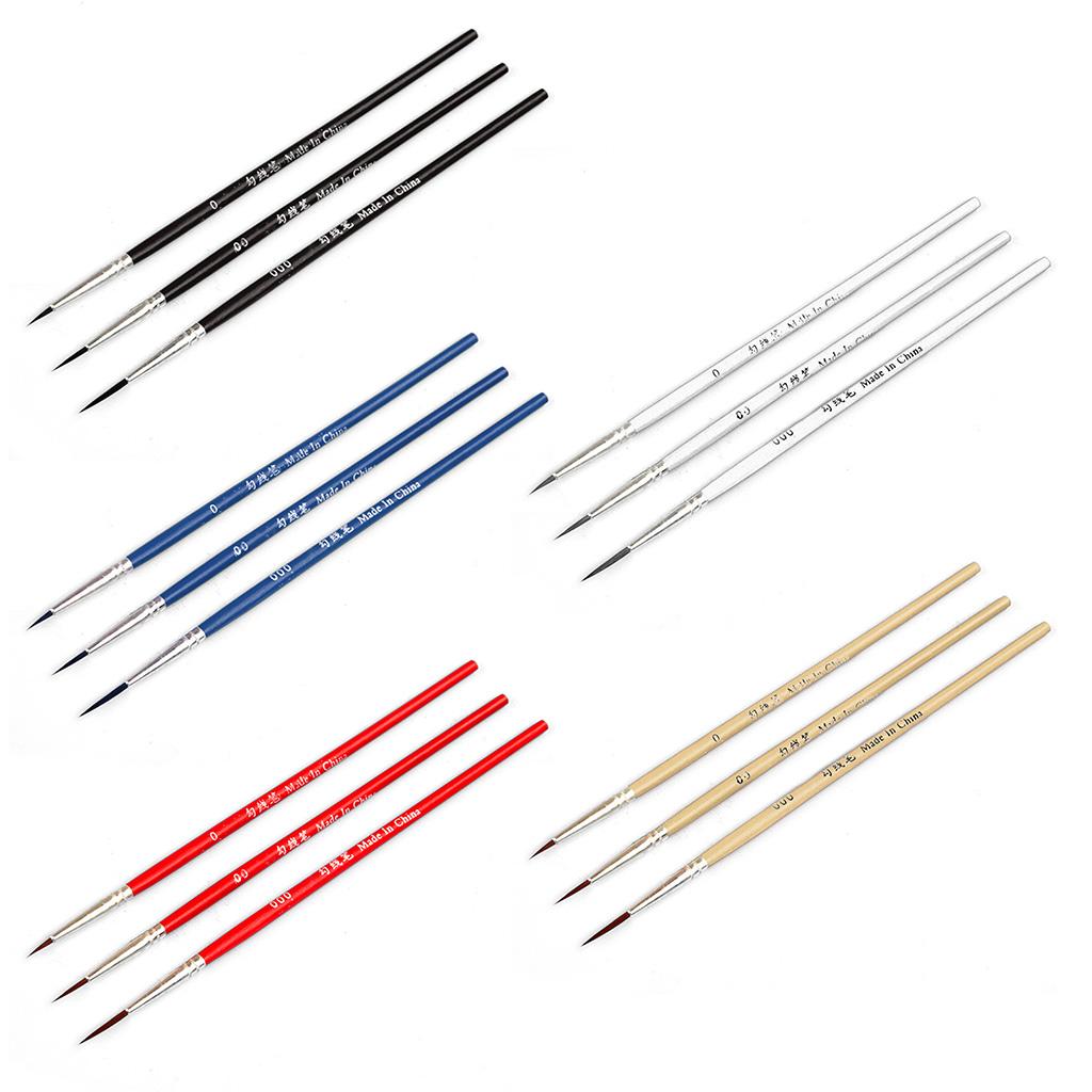3шт 0 00 000 крючок Line Pen профессиональные кисти для рисования с тонким кончиком для акрила