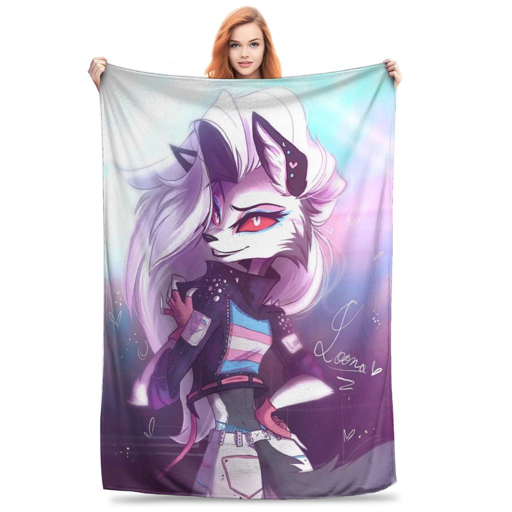 Loona Wolf Flannel Throw Blanket for Home Travel  Warm Bedroom Quilt Soft Cozy Plaid Design Perfect Gift Idea for Any Occasion