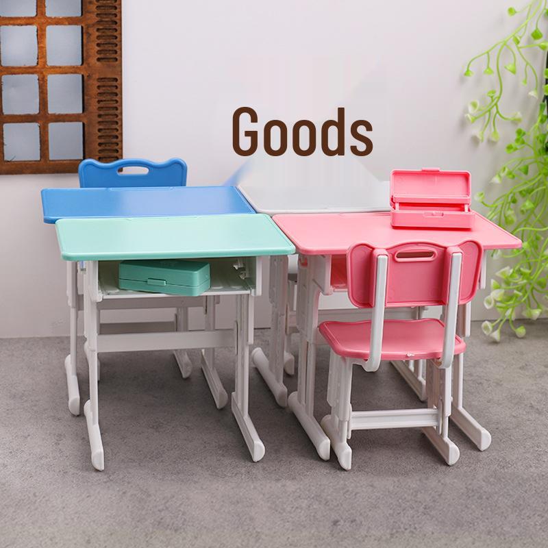 Children's Mini Desk & Study Table Toy Set with Books, Stationery, and Pencil Box Accessories