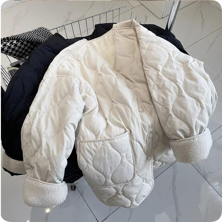Ромбовидная хлопковая куртка с маленьким ароматом, женская зимняя свободная куртка из овечьей шерсти, женская, плюс бархатное утолщение