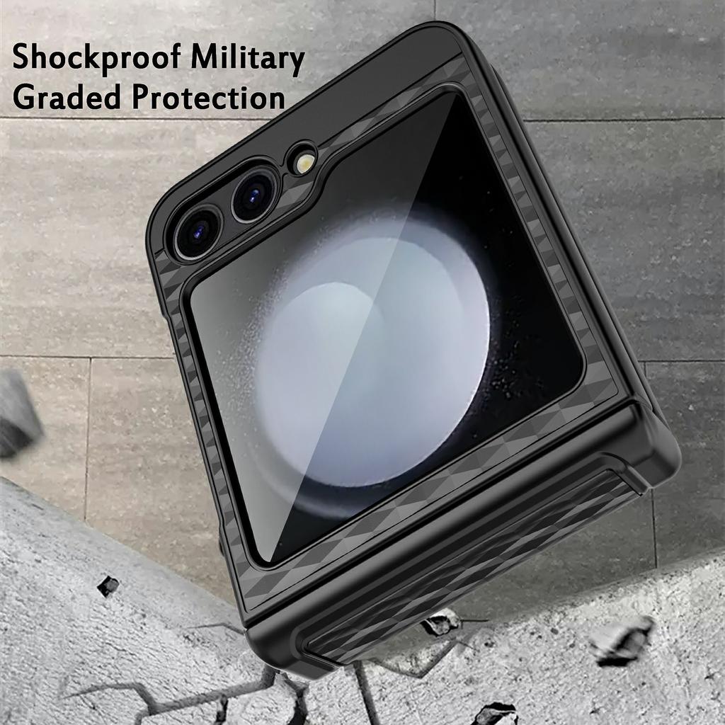 For Samsung Galaxy Z Flip7 FE 5G/Z Flip6 5G Case Hinge Protection Kickstand Hard PC Phone Cover with Screen Film