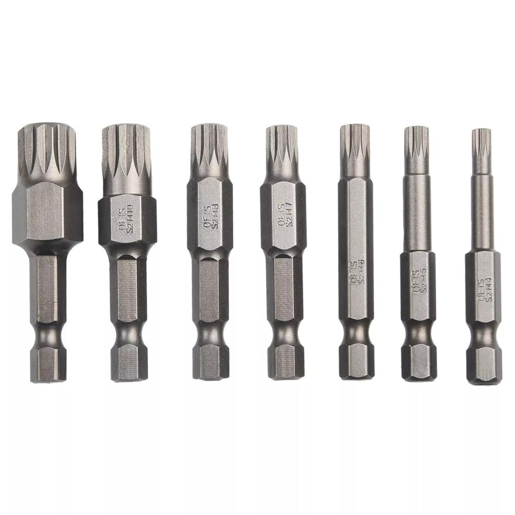7Pcs Torx Bit Set 12 Point Torx Security Screwdriver Bit Set S2 Steel Impact Driver 50MM Electric Manual Screwdriver Drill Bit