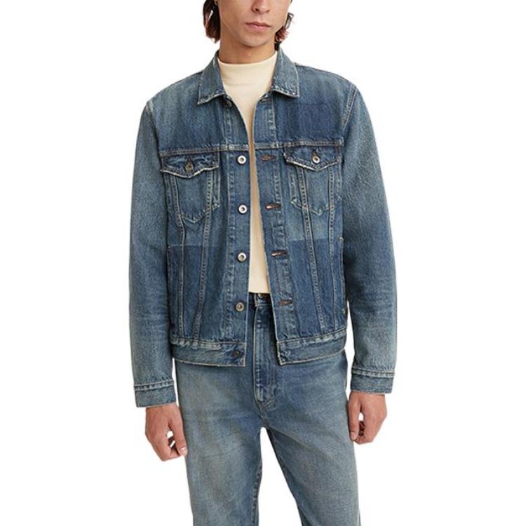 Джинсовая куртка Levis Color Block с карманом Мужские куртки Синяя 67485-0019