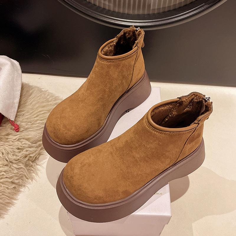 Британский стиль ретро матовая кожа короткие ботинки женские 2025 осень и зима новые универсальные задняя молния челси зимние ботинки