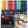 Brush Pens - SAKURA - KOI - Set of 12 - Multicolored - Brush Tip