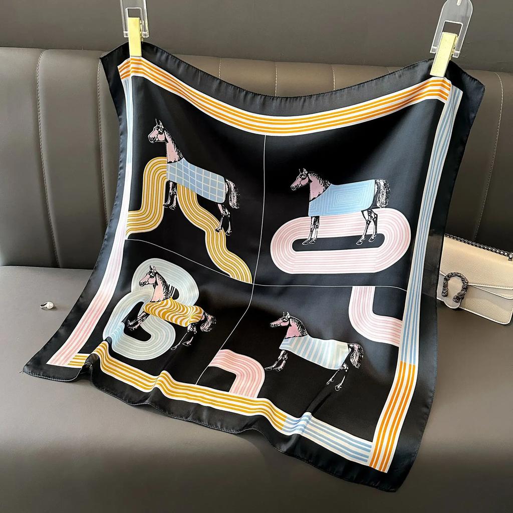 Новая Мода Роскошный Шелковый Платок Бандана Женские Повязки для Волос Квадратные Шарфы Галстук на Шею Шарфы для Сумки Сатиновый Женский Платок Повязка на Голову