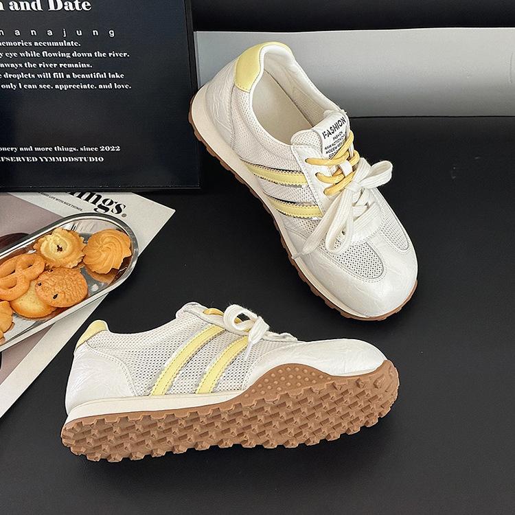 Leather women's little white shoes summer new versatile mesh breathable sports casual shoes color matching board shoes