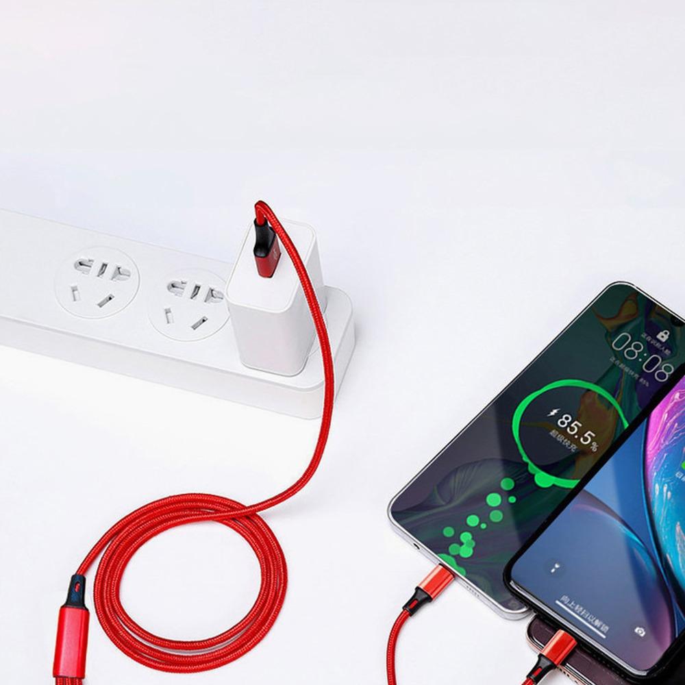 Nylon Braided Wire Phone Charger Cable Quick Charge Universal 3-In-1 Fast USB Charging Cable