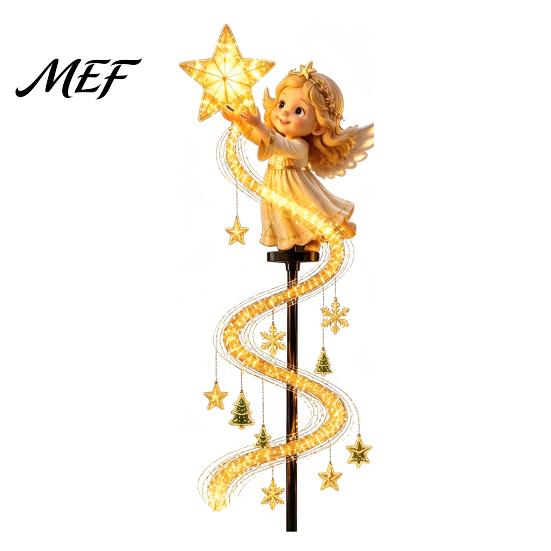 Decorative Resin Christmas Figures Solar Garden Stake Light, Cute Gingerbread House/Elf Boy/Bear Outdoor Waterproof Energy Saving Courtyard