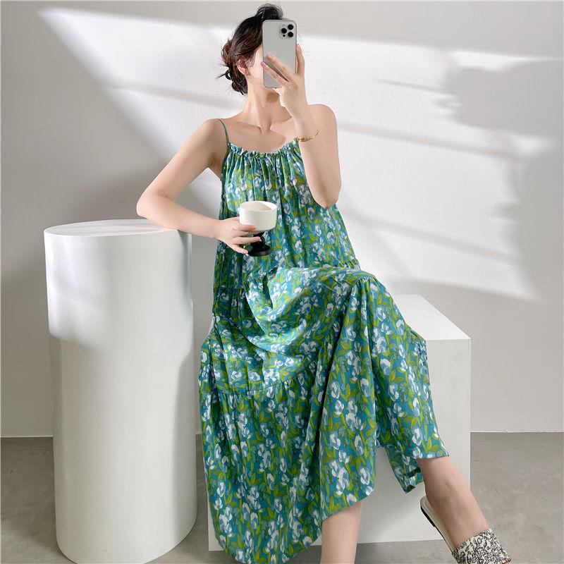 nightgown women's spring, summer and autumn new cotton and silk solid color suspender sexy and sweet suspender skirt cotton and silk can be worn out
