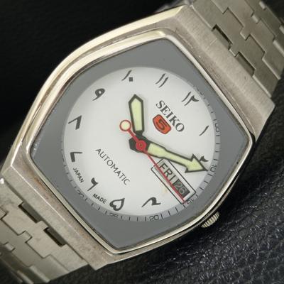 ОРИГИНАЛЬНЫЕ ВИНТАЖНЫЕ МУЖСКИЕ АВТОМАТИЧЕСКИЕ ЧАСЫ SEIKO 5 6119C ЯПОНИЯ С БЕЛЫМ ЦИФЕРБЛАТОМ a702463-5
