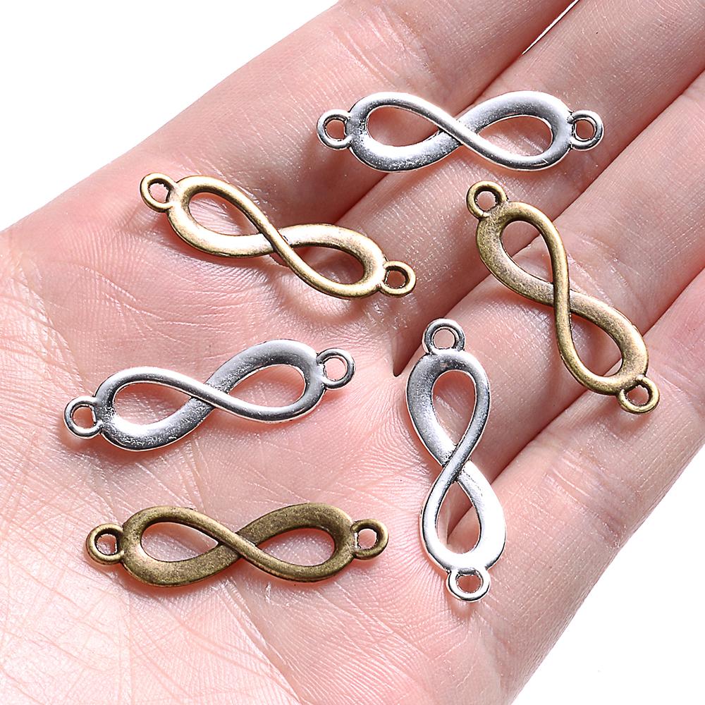 100 шт. антикварные металлические бусины бесконечной формы 8 бусины-разделители для знака навсегда для изготовления ювелирных изделий, аксессуары для браслетов и ожерелья