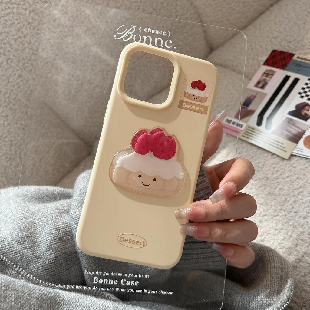 Strawberry Cake 15pro Max Apple 16 Mobile Phone Case Iphone17 Suitable for 13 Fun Food 12 Three Dimensional