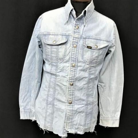 LEE 80s-90s Vintage Tag Made In USA Men’s L Chambray Shirt Soft Denim Jacket(USED)
