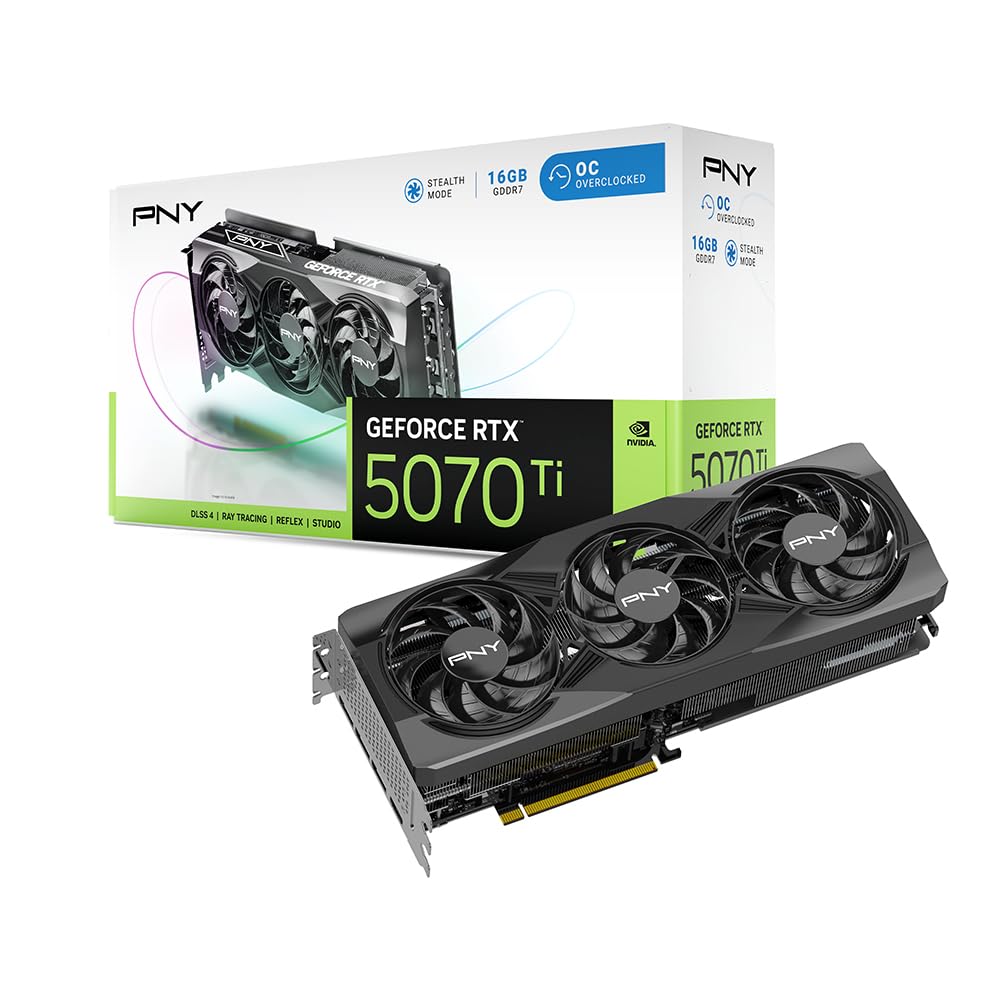 Видеокарта PNY GeForce RTX 5070 Ti 16GB с заводским разгоном, тройной вентилятор VD9079 VCG5070T16TFXPB1-O