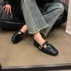 2025 Autumn New Versatile Korean Version of Small Leather Shoes Versatile Single Shoes Trendy Retro Flat Bottom Square Head Black Loafers Women