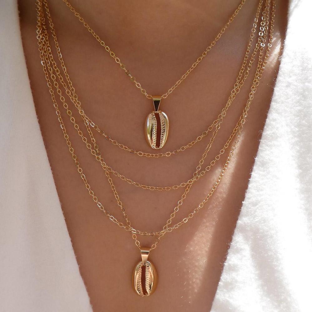 Bohemia Gold Multiple Styles Necklace For Women Trendy Multi-Layer Crystal Pendant Necklaces Set Jewelry Gifts