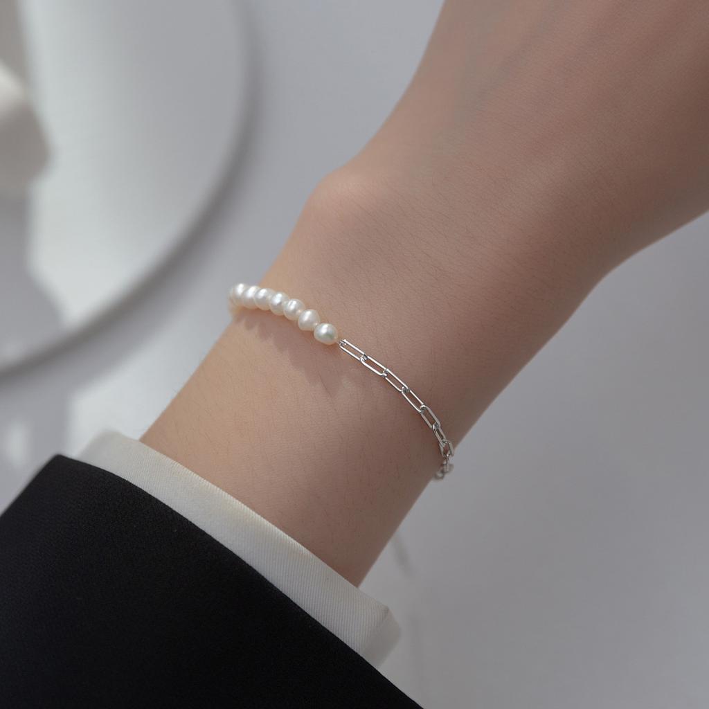 Роскошный женский браслет из стерлингового серебра 925 пробы, 14-каратное золото, жемчужные квадратные цепочки, браслеты с подвесками для женщин и девочек, ювелирные украшения, свадебный подарок