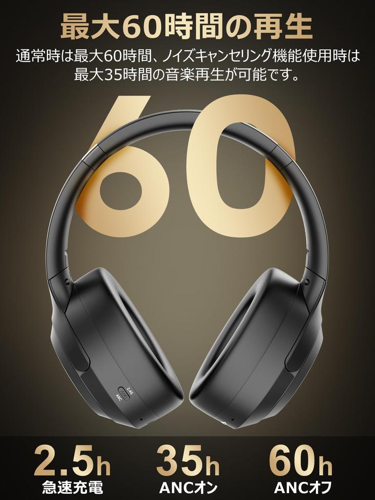 Беспроводные наушники Earaku Soundquick с низкой задержкой, режим Free ANC [2.4G и переключение] (черный)