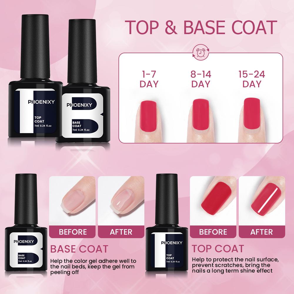 Набор гель-лаков PHOENIXY с лампой для ногтей 20 шт., верхний слой геля, базовый слой, набор для маникюра в подарок для женщин и девочек