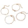 4Pcs/Set Women Bracelet Slim Adjustable Link Chain Dainty Golden Rhinestone Inlaid Star Girls Bracelet