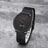 BUREI Men's Black Watch, Simple, Stylish, Popular, Men's Black Watch with Leather Strap (AMJP-1, Stainless Steel)
