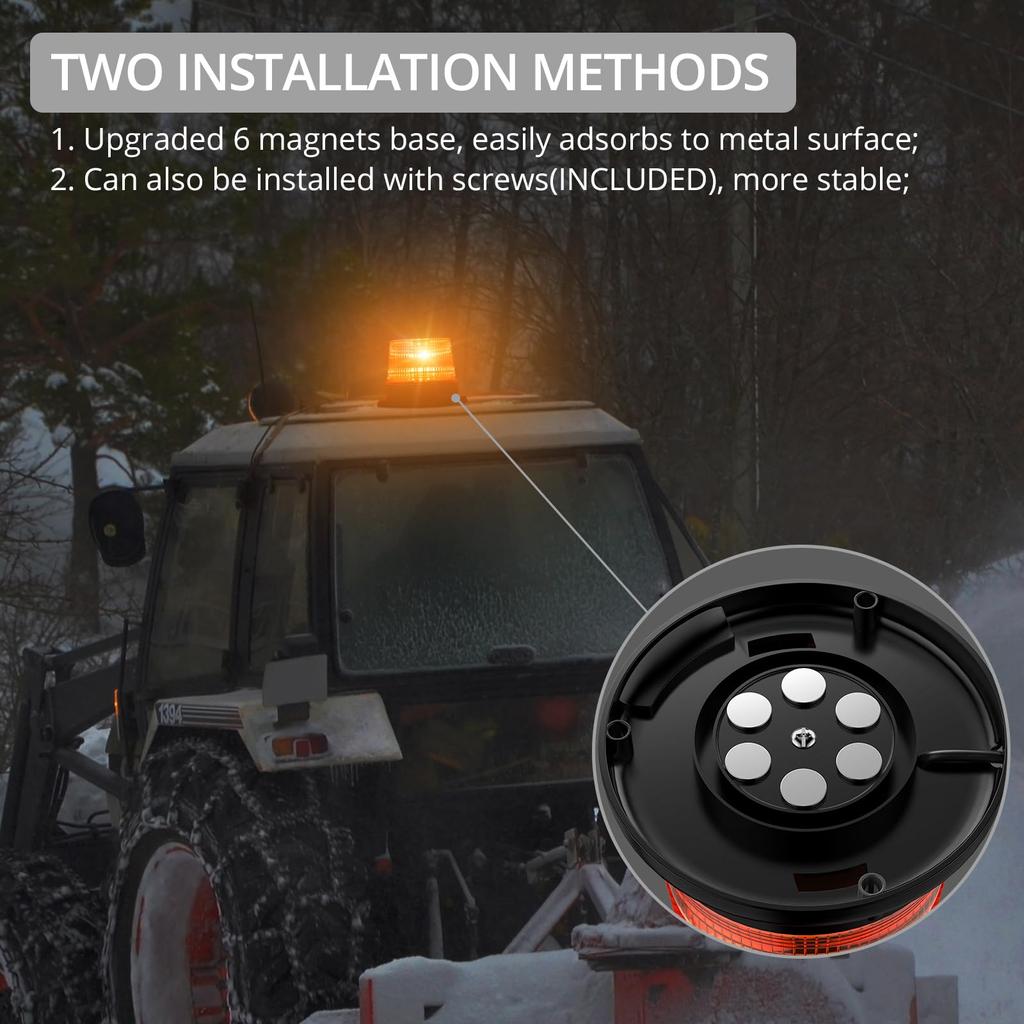 Justech Вращающийся светильник, совместимый с 12/24 В, 40 Вт, 40 светодиодов высокой яркости, освещение на 360 градусов, магнитный, удлинитель 5 м, оранжевый